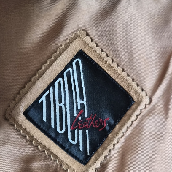 Tiboa Leathers Vintage Camel Genuine Leather Jacket - Size 14 - Picture 4 of 11